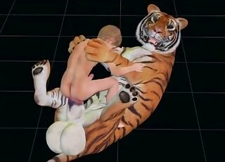 Little youngster riding a tiger's hot hard cock