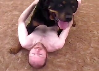 Dude punishing his dog's pussy