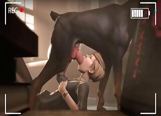 Short-haired 3D angel blows a huge canine