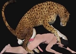 Tiger ass-screwing a black-haired buddy in 3D