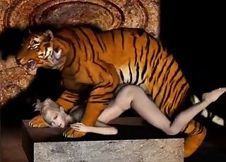 3D tiger is going to fuck that tight hole here