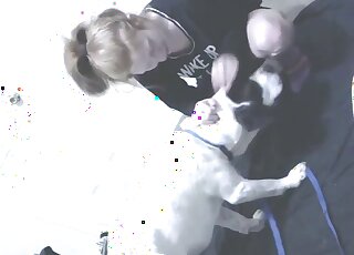 Cute-looking chick and a trained dog love hardcore sex