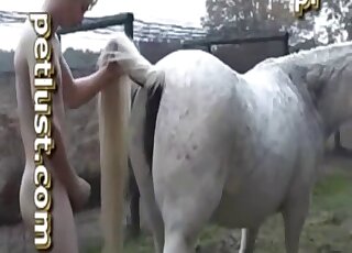 Farmer and his horse have nasty bestiality porn action