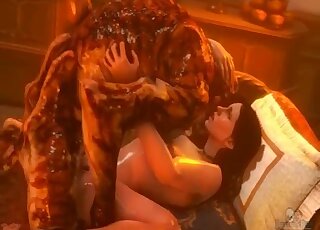 Sexy hottie and the demon have nasty sex action