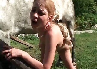 Amazing creampie by a hung stallion