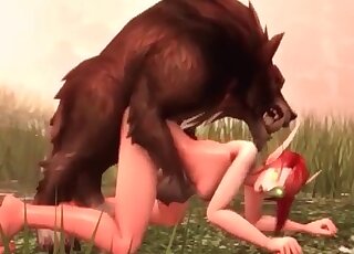 Hot whore nicely drilled by 3D wolf