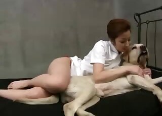 Redhead chick likes her doggy so freaking much