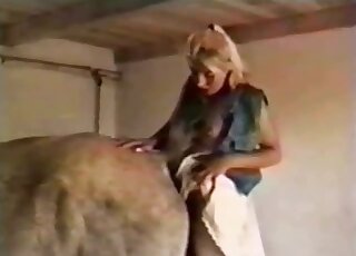 Blonde lady and her nice horse have good fuck on cam