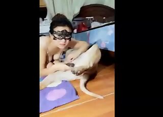 Masked angel is enjoying intensive dog bestiality