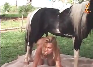 Horse blows a load in her hungry mouth