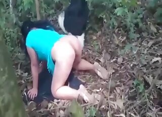 Outdoor dog porn action featuring a nice-looking chick