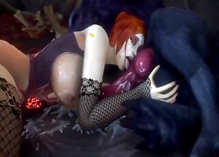 Redhead 3D doll brutally fucked by a nasty hardcore beast