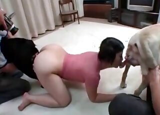 Japanese babe worships two dicks at once