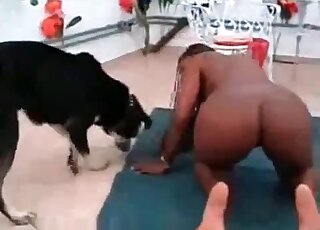 Cute black babe getting frisky for the camera