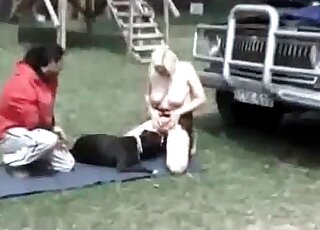 Extraordinary outside sex with a trained creature
