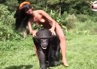 Nasty outdoor bestiality with a trained monkey