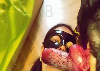 Dirty sister is sucking a beast penis