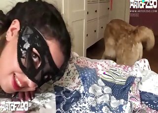 The aesthetic masked female is enjoying bestiality XXX