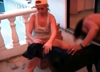 Zoophilic fun with a hot hoe on the balcony